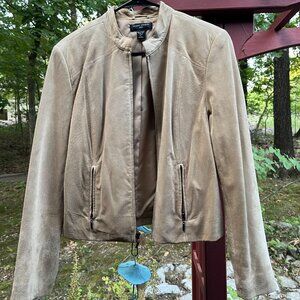 Beige/Tan 100% Leather Suede Jacket